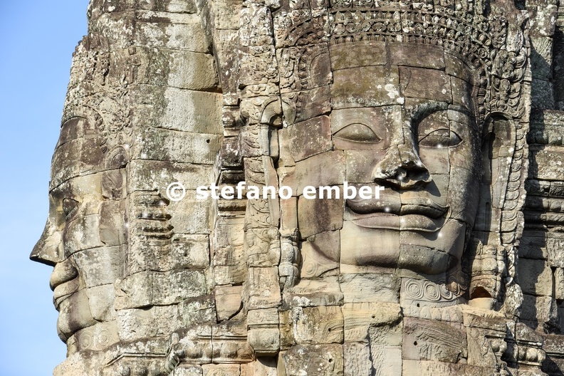 Faces of Bayon temple in Angkor Thom at Siemreap